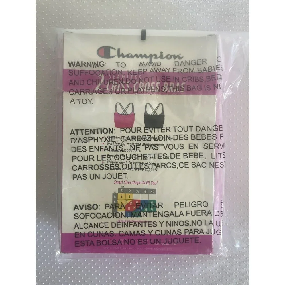 Champion Criss Cross Bras Womens Small Pink Black - Picture 3 of 3